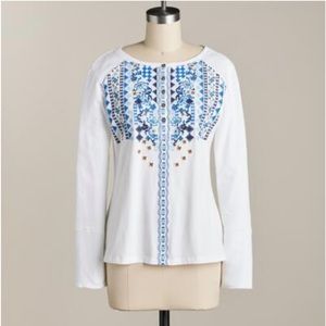 Sundance Ramona Floral Henley Embroidered Top